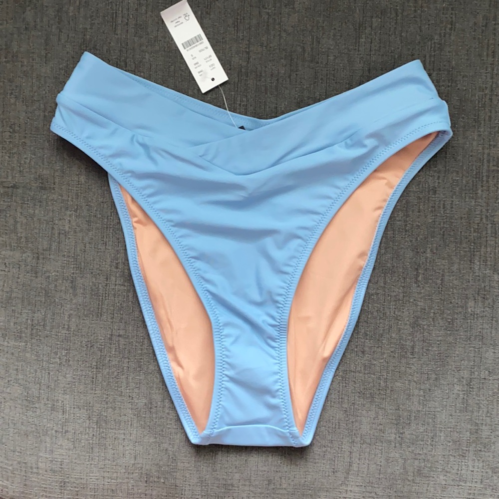 NWT J. Crew Cross-front Cheeky Bikini Bottom Blue Mist size Small